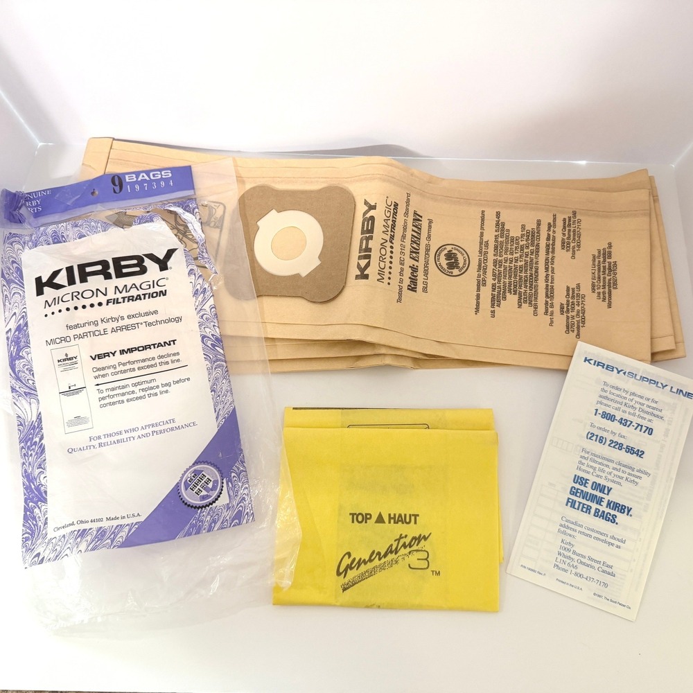 Kirby Micron Magic Filtration Vacuum Bags 3 Pack 197394 Generation 3 Genuine